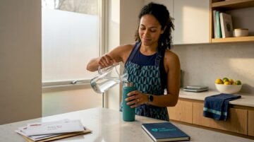 Woman pours water for weight loss hydration