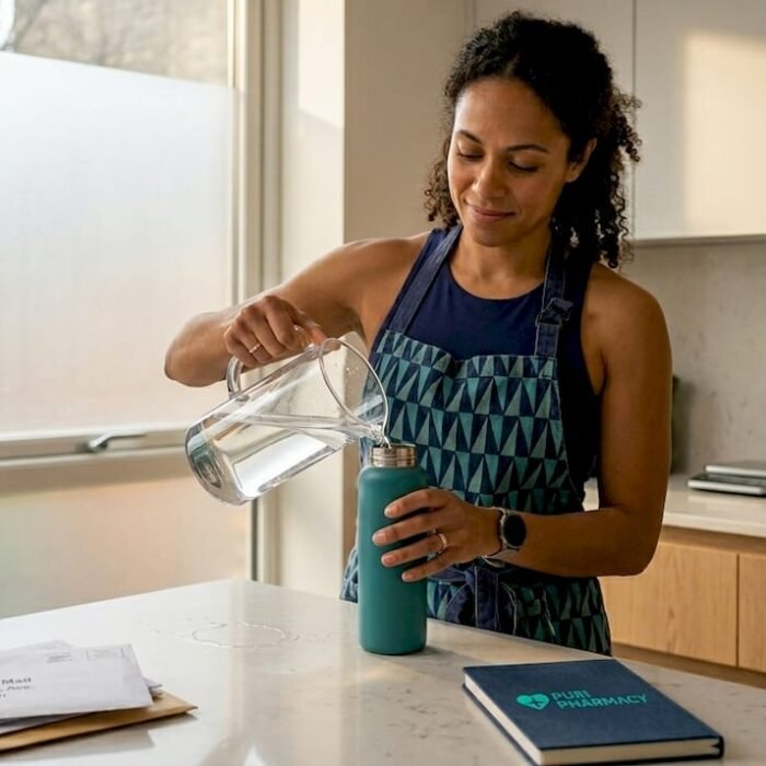 Woman pours water for weight loss hydration