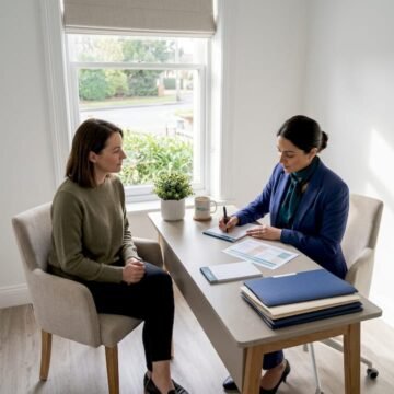 Client and provider in aesthetic consultation clinic