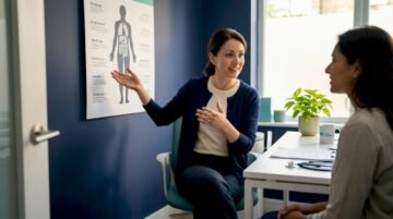 Doctor discusses obesity risks with patient