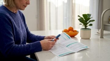 Woman preparing Wegovy injection pen at kitchen table