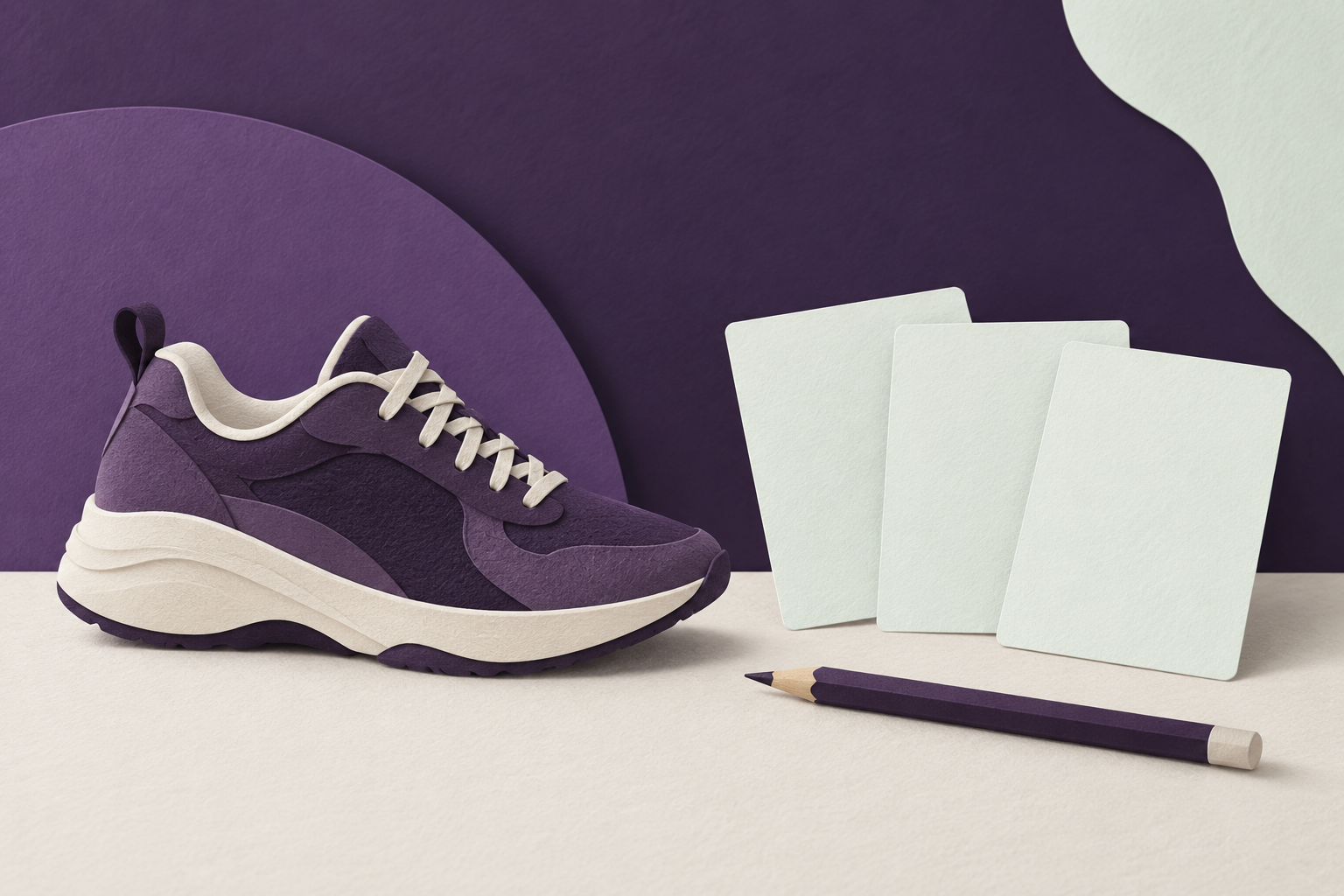 Paper trainer beside research cards