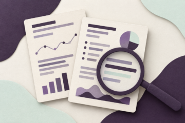 Magnifying glass over layered laboratory reports illustrating careful interpretation of blood test results.