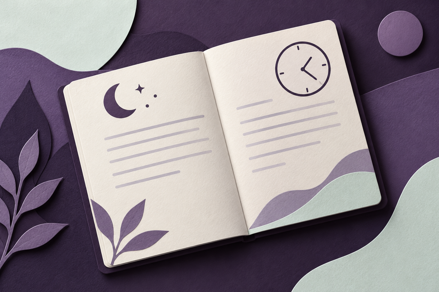 Illustrated symptom journal showing sleep and energy concerns