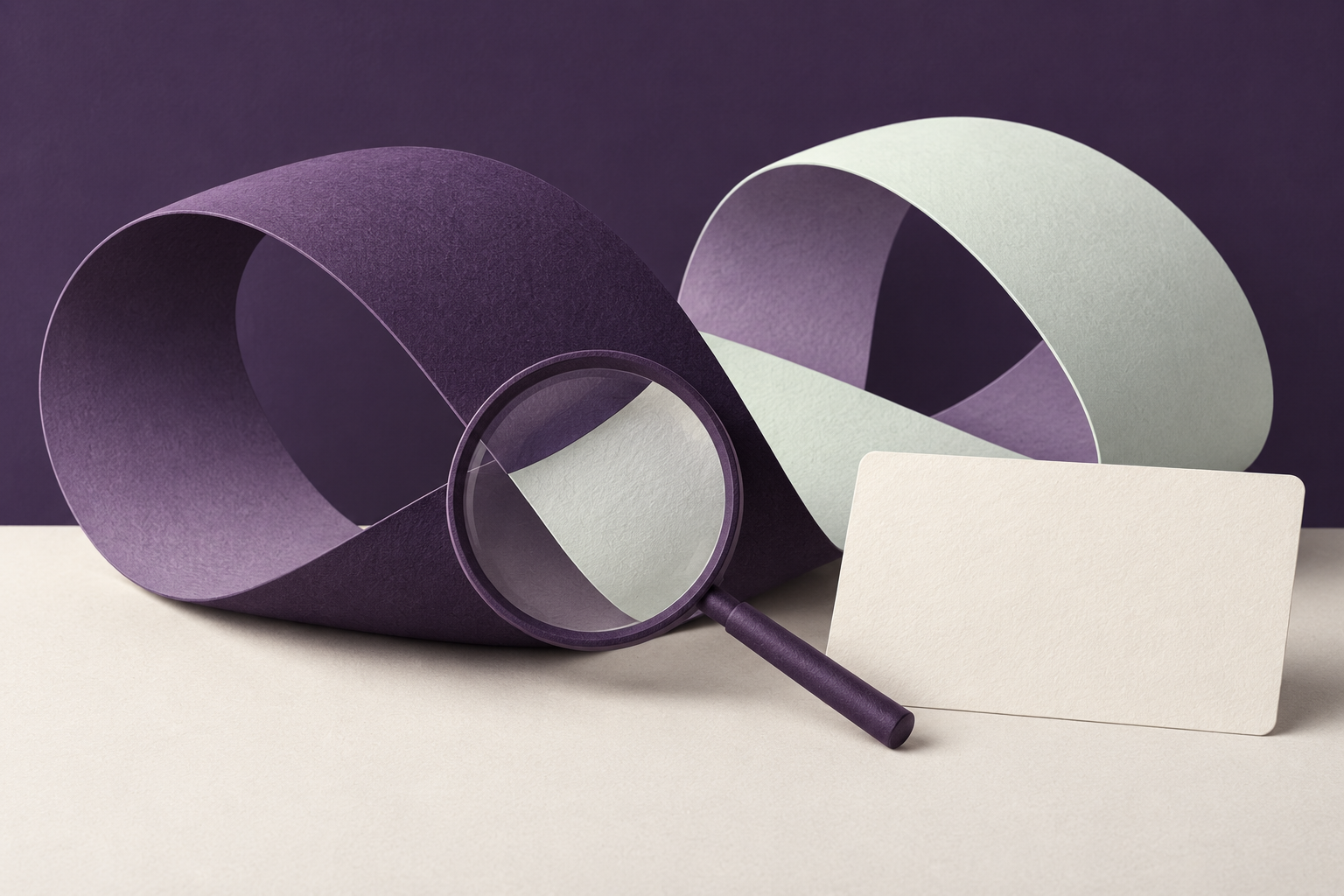 Magnifying glass over folded paper loops