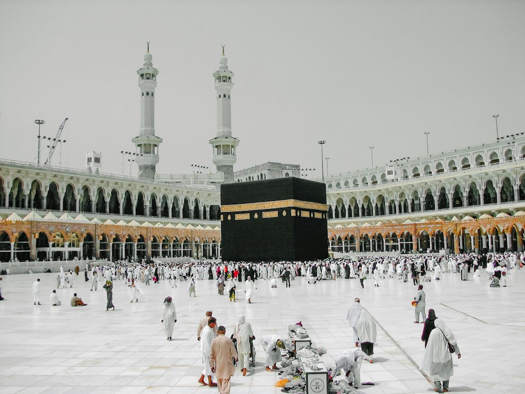 The Kaaba at the Grand Mosque in Mecca, Saudi Arabia